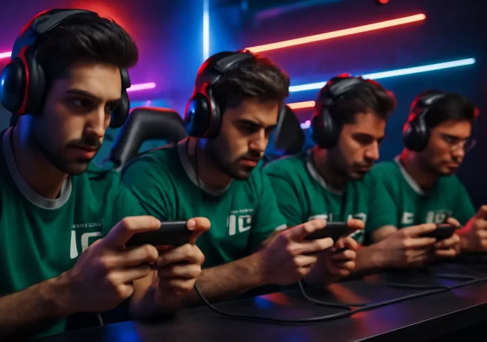 realistic esports gaming setup with Pakistani mobile gamers